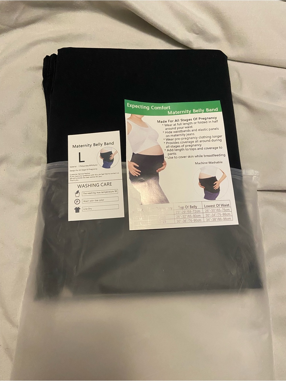 Black Maternity Belly Band - L